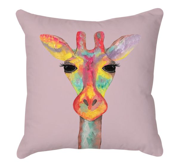 Pink Giraffe Printed Scatter Cushion