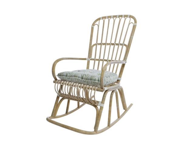 Natural Cane Rocking Chair with Seat Pad