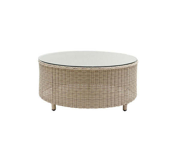 Auckland Luna Round Glass Coffee Table, Round Wicker Coffee Table Outdoor