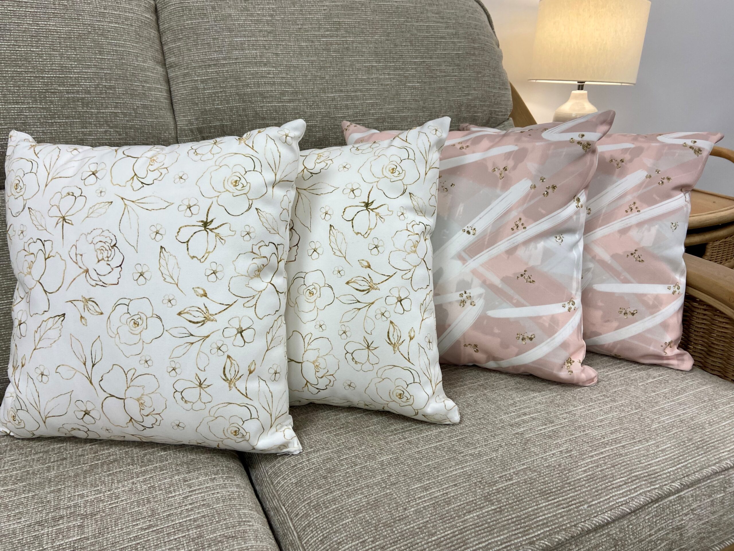 Indoor Scatter Cushion Bundle x 4 - White & Pink